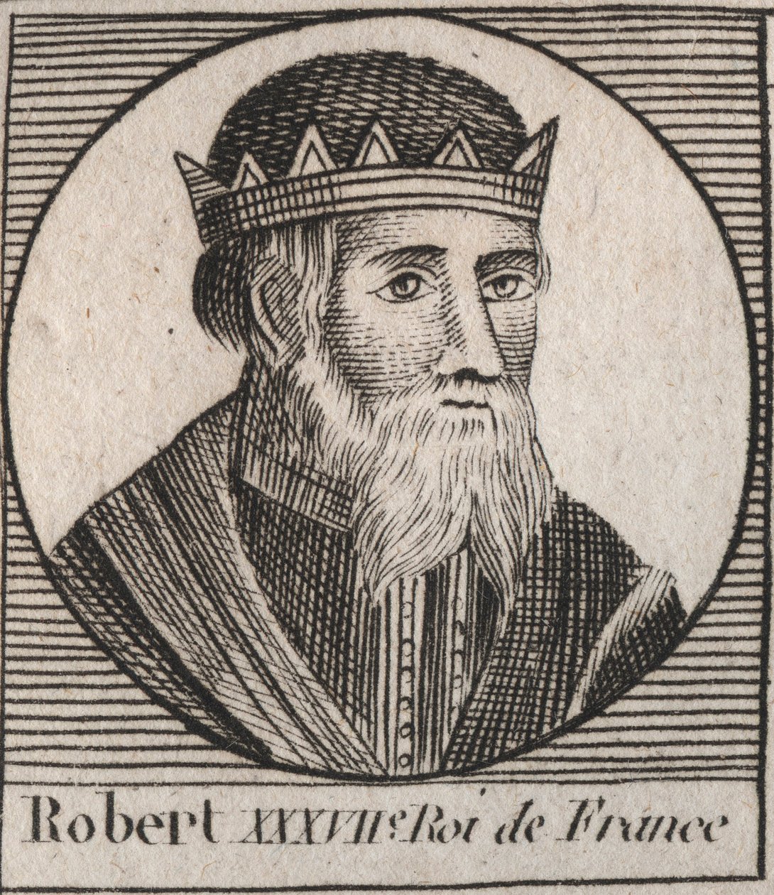 Portret Roberta I (866-923), króla West Francia od 922 do 923, grawerowanie z „Instruction sur l