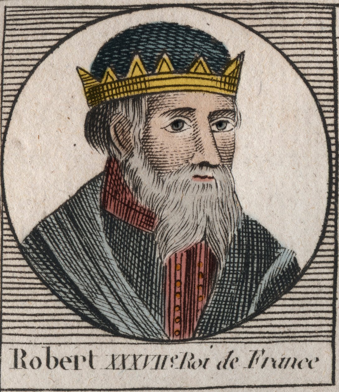 Portret Roberta I (ok. 860-923), króla Francji Zachodniej od 922 do 923 - Robert I, króla Francji Zachodniej od 922 do 923 - rycina z „Instruction sur l