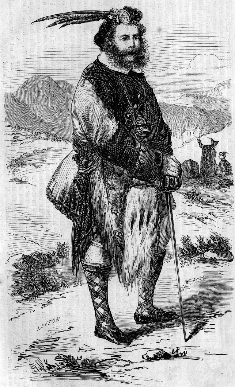 Portret Roualeyn George Gordon Cumming (1820-1866), szkockiego podróżnika i łowcy lwów. Grawerowanie autorstwa Lintona w „”The Illustrous World”” nr 56 z 8 maja 1858 r. autorstwa Unknown artist