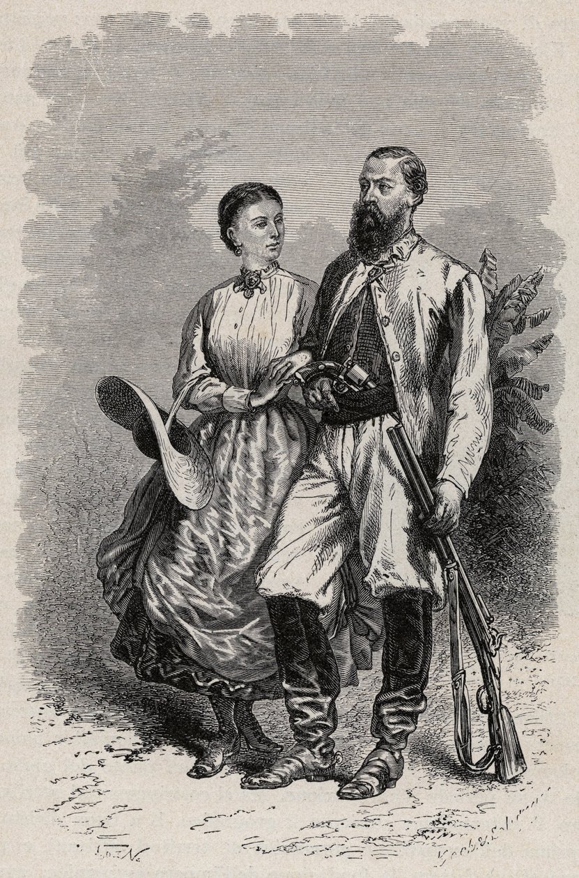 Portret SAMUEL WHITE BAKER (1821-1893) Angielski odkrywca i Lady Florence Baker (1841-1916) autorstwa Unknown artist