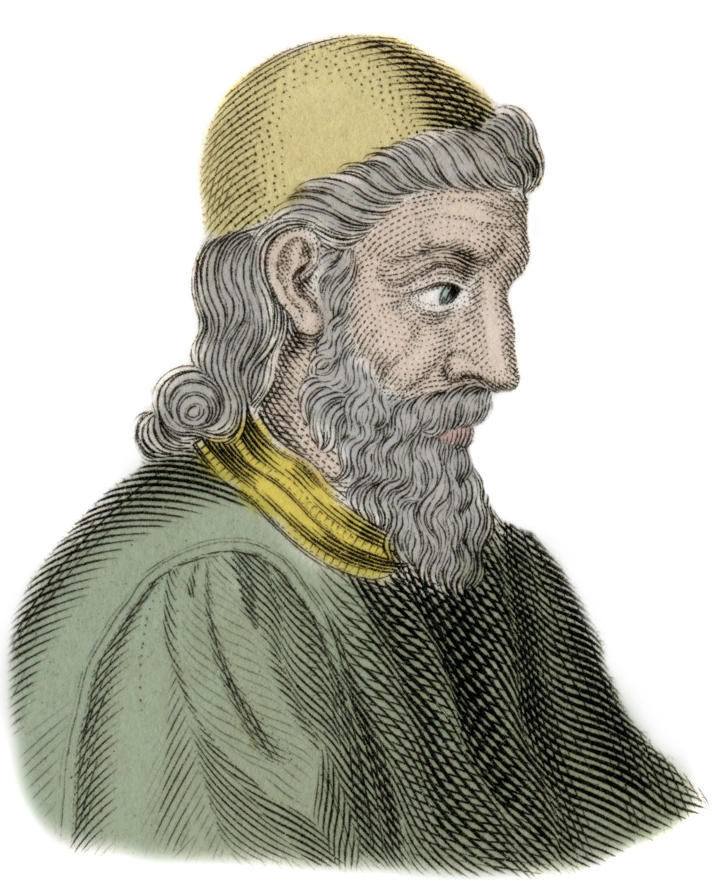 Portret Św. Bedy Czcigodnego (Beda Venerabilis) (672-735) Mnich i Doktor Kościoła - Grawerowanie autorstwa Unknown artist