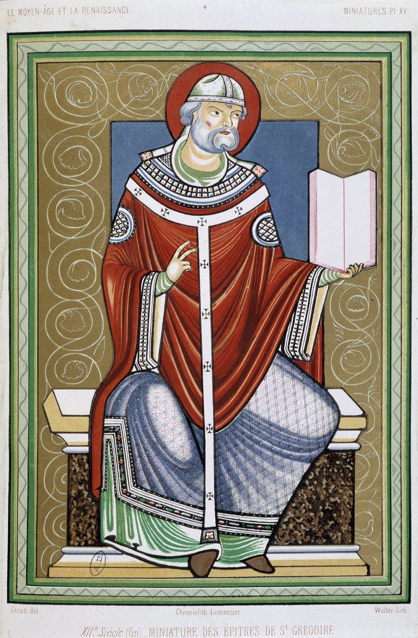 Portret św. Grzegorza, chromo 19 z miniatury Listów św. Grzegorza autorstwa Unknown artist