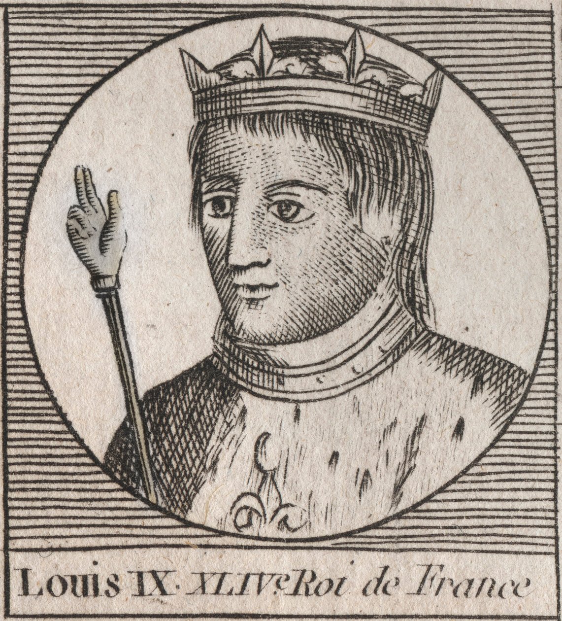 Portret Saint Louis (Saint-Louis, Louis IX (1214-1270) - Saint Louis IX (1214-70) król Francji - grawerowanie z „Instruction sur l