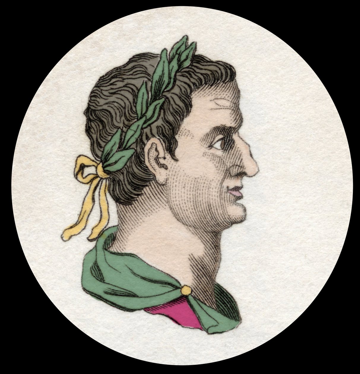 Portret Serviusa Sulpiciusa Galby (3 pne-69 ne), cesarza rzymskiego. Grawerowanie z XIX wieku autorstwa Unknown artist