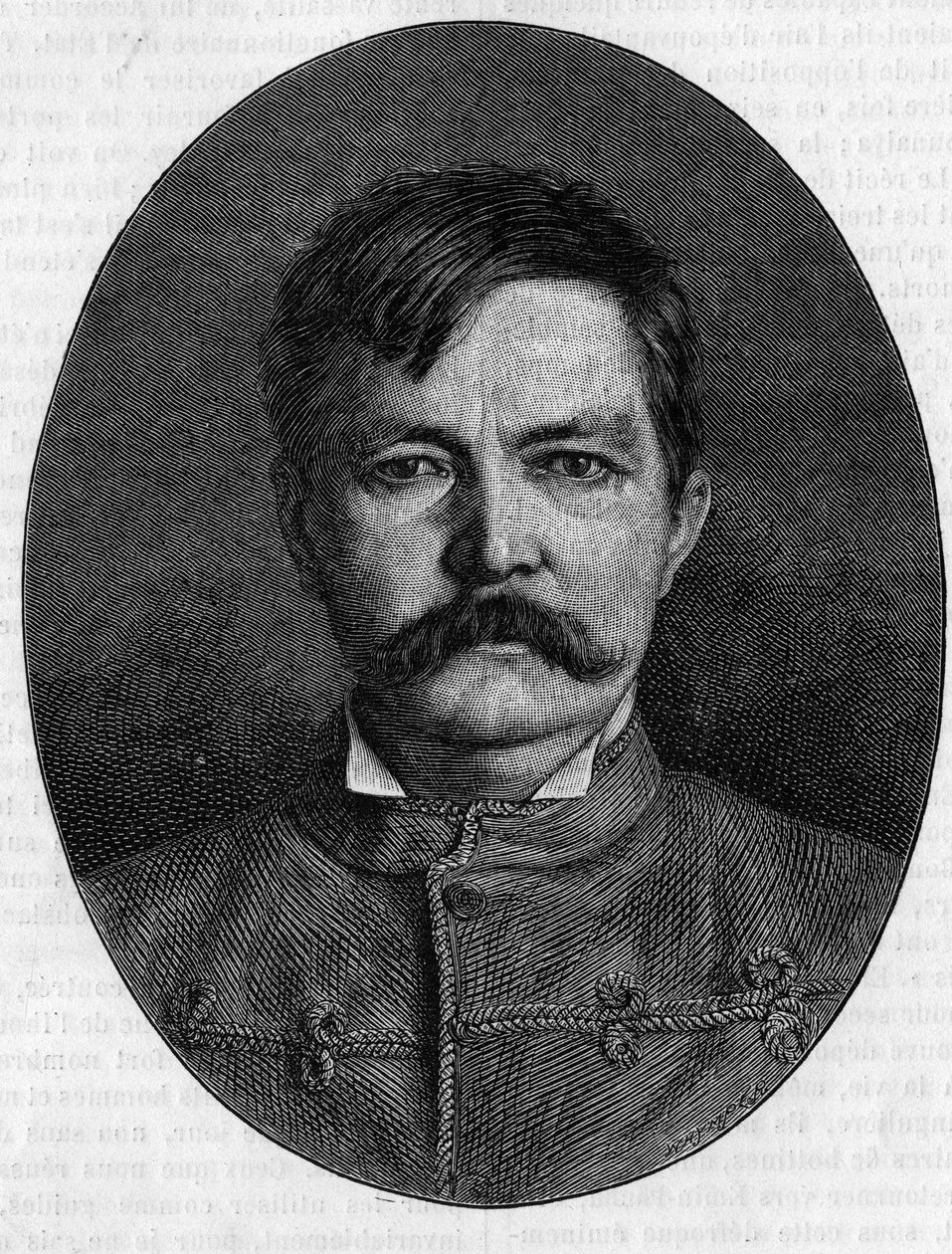 Portret Sir Henry Morton Stanley, pseudonim John Rowlands (1841-1904), brytyjski odkrywca i dziennikarz. Grawerowanie w „” Le Journal de la jeunesse”” autorstwa Unknown artist