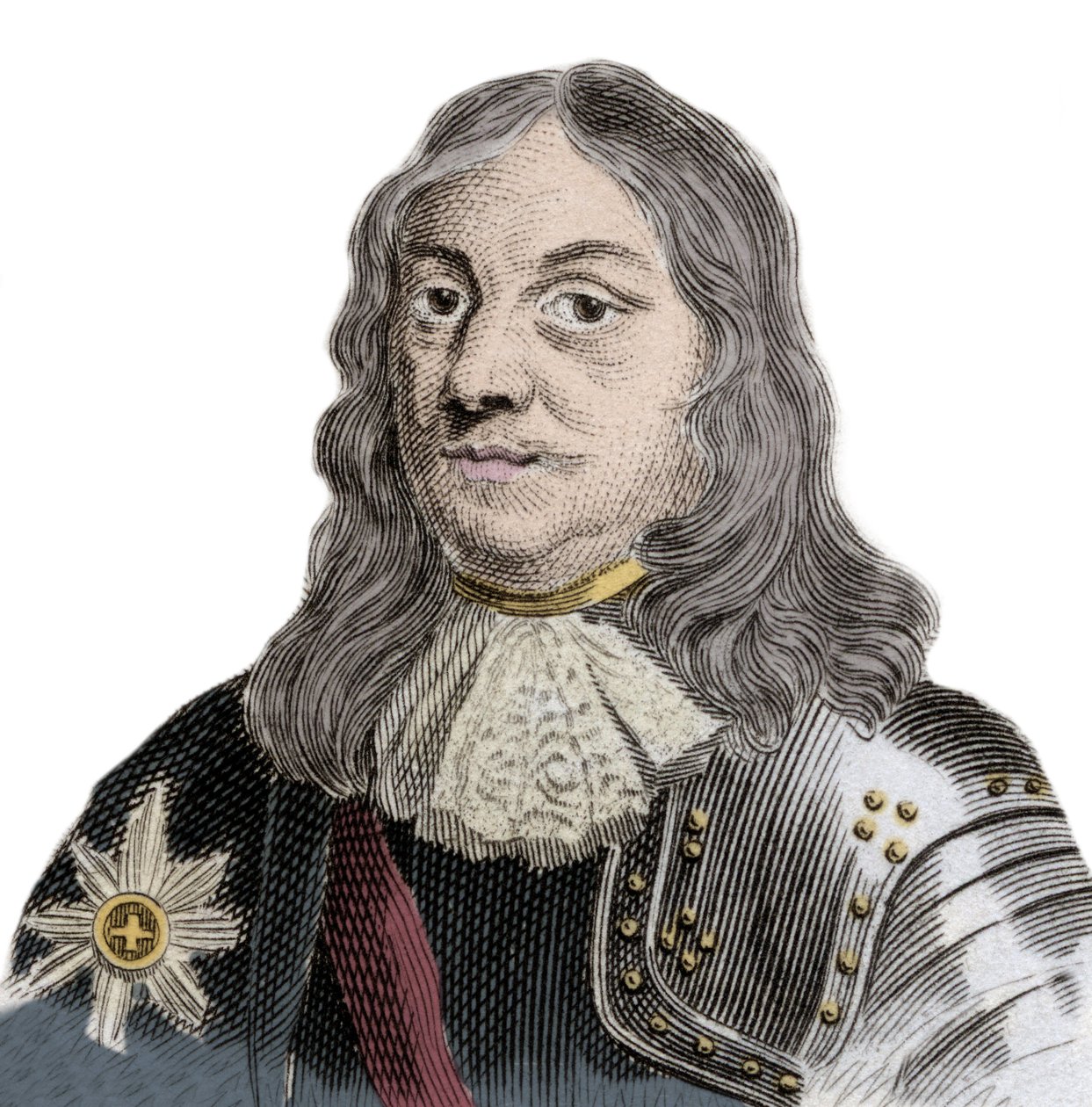 Portret Sir Martinusa Cornelisa van Trompa (1629-1691), holenderskiego oficera marynarki i głównodowodzącego floty królewskiej Holandii i Danii. Rycina XIX wieku. autorstwa Unknown artist