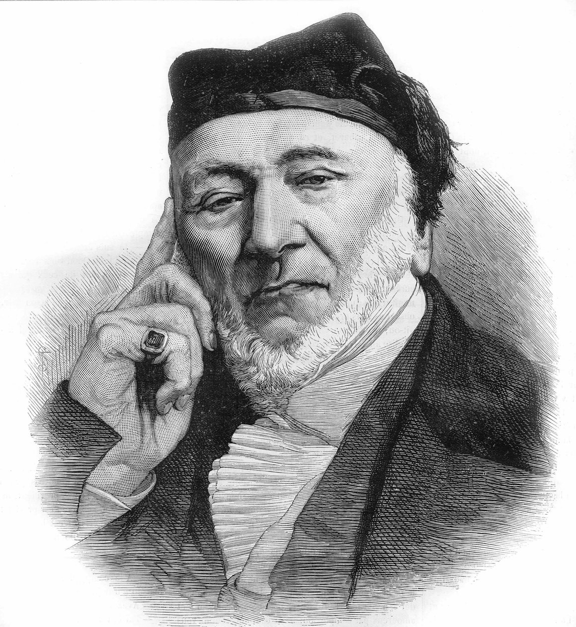 Portret Sir Moses Montefiore (1784-1885) Angielski bankier i filantrop, pochodzenia włoskiego. grawerunek z 1885 roku. autorstwa Unknown artist