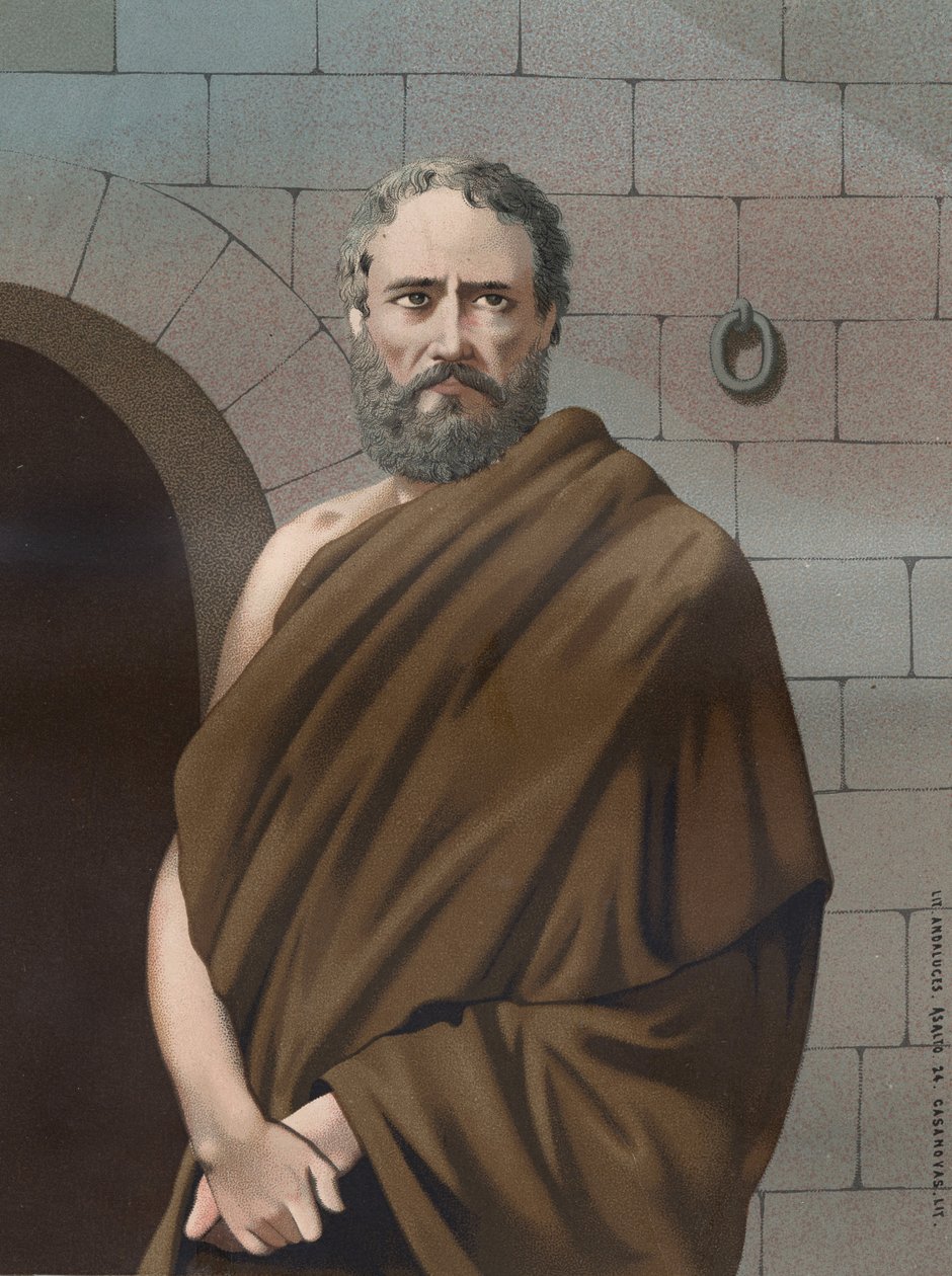 Portret Sokratesa. Grecki filozof -470 -399 od sławnych mężczyzn i kobiet. Barcelona 1877. autorstwa Unknown artist