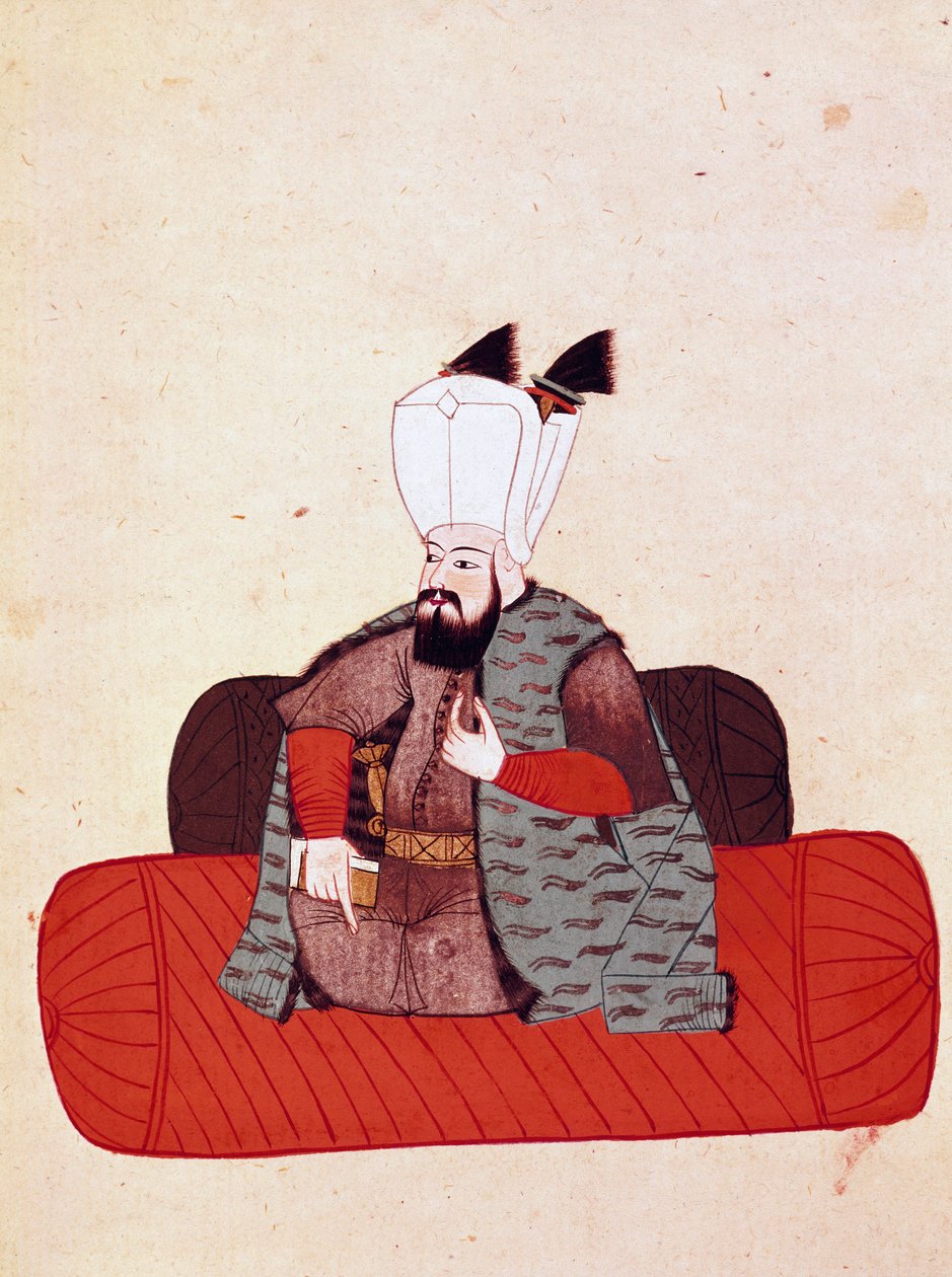 Portret sułtana Amurata III (lub Mourada III) (1574-1595) Miniatura z rękopisu Cicogna z XIX wieku (1828) po oryginale z XVII wieku (1671). Wenecja, Biblioteka Marsa autorstwa Unknown artist