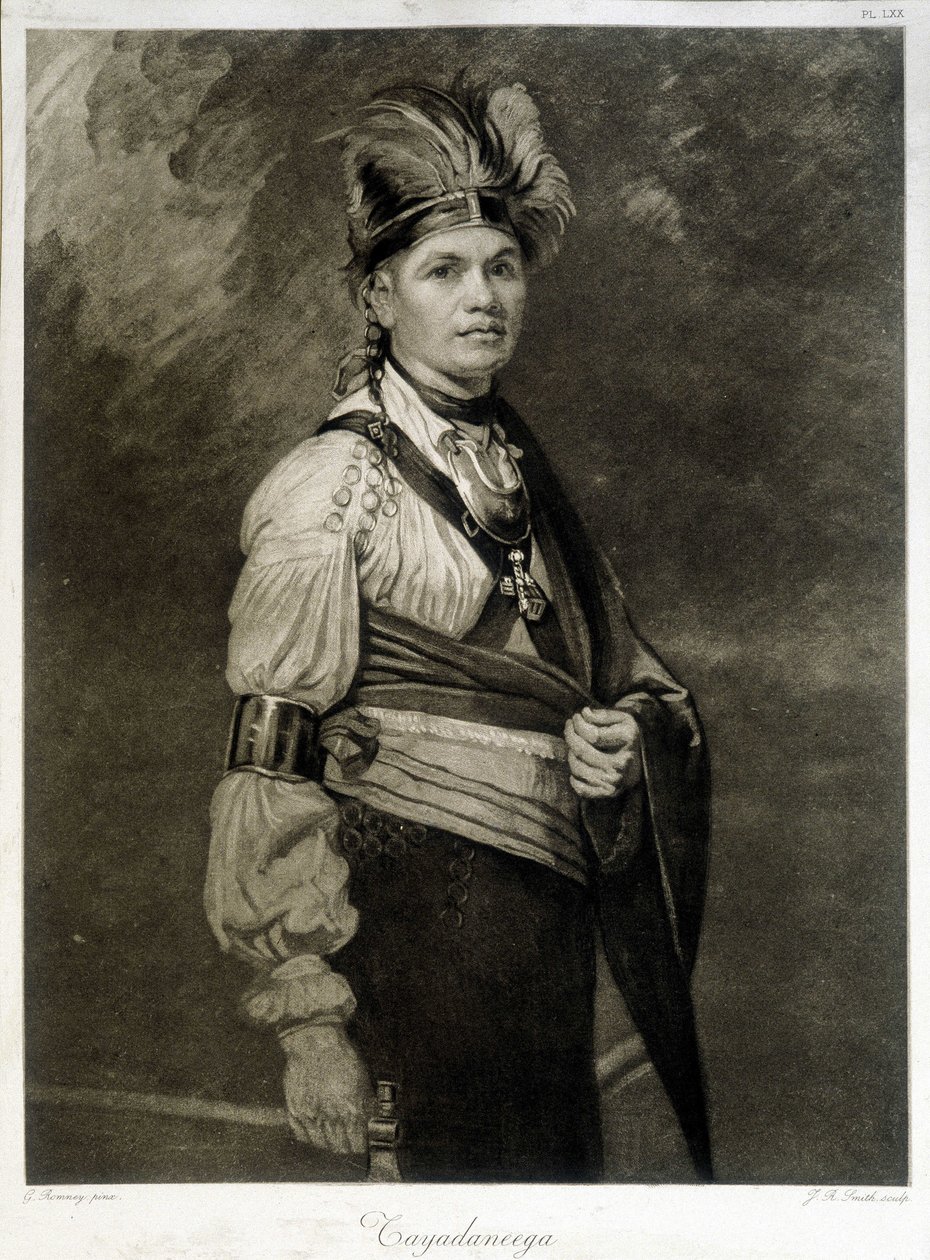 Portret Tayadaneegi (lub Thayendanegi), przywódcy plemienia Mohawków (grupa Indian północnoamerykańskich, członek Federacji Irokezów). autorstwa Unknown artist