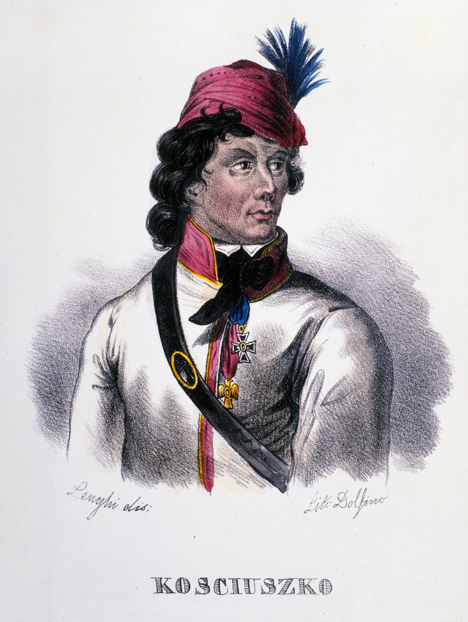 Portret Tadeusza (Tadeusza) Kościuszki (Kościuszki) żołnierza polskiego (1746-1817). Rycina XIX wieku autorstwa Unknown artist
