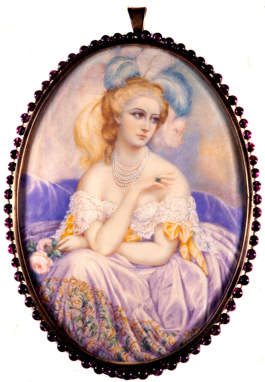Portret hrabiny Castiglione (1837-1899) (Virginia Elisabetta Luisa Carlotta Antonietta Teresa Maria Oldoini). Miniatura na kości słoniowej. . autorstwa Unknown artist