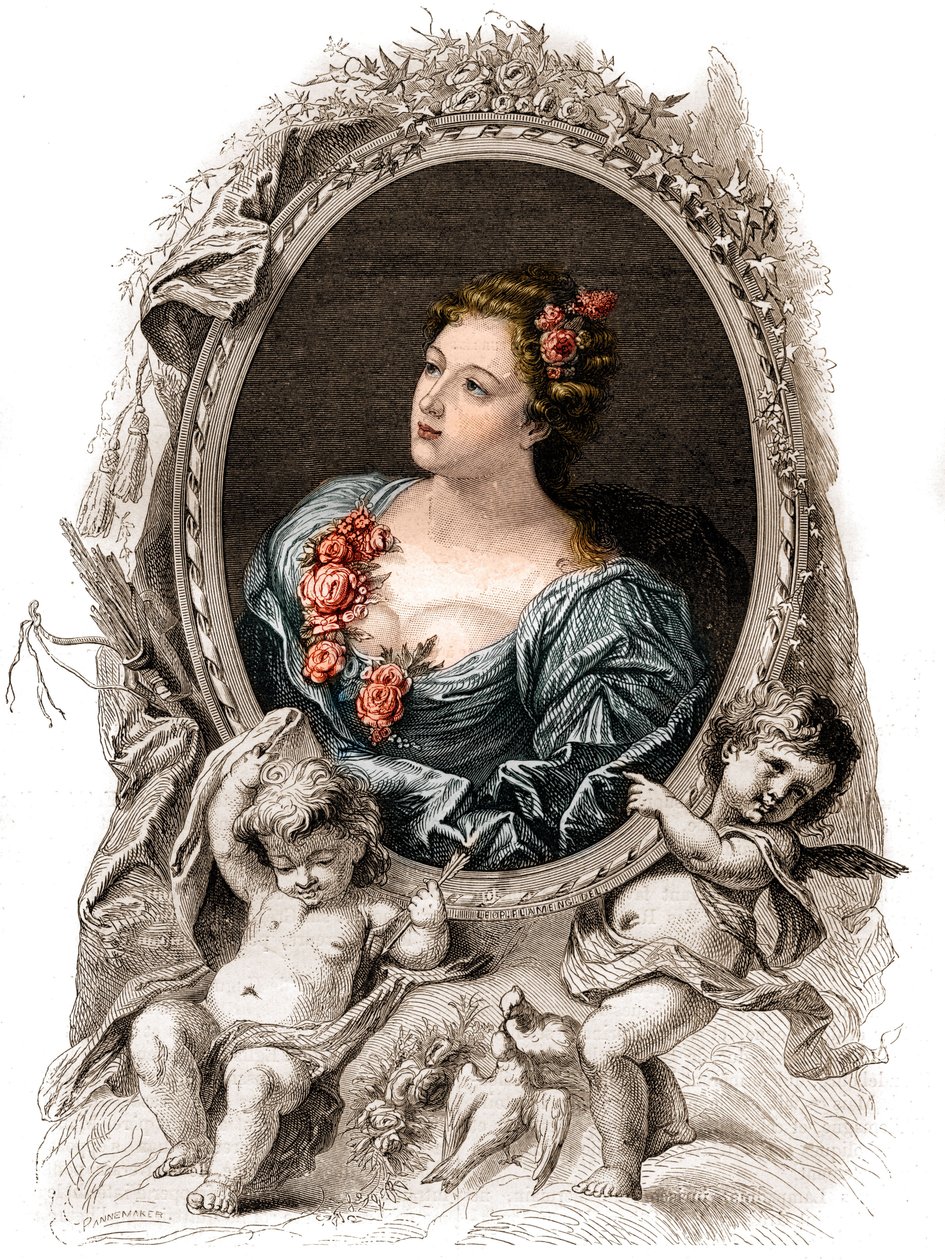 Portret Theophano lub Theophanie (Theophanu lub Theophania) Bizantyjskiego Cesarza z X wieku. Rycina XIX wieku. autorstwa Unknown artist