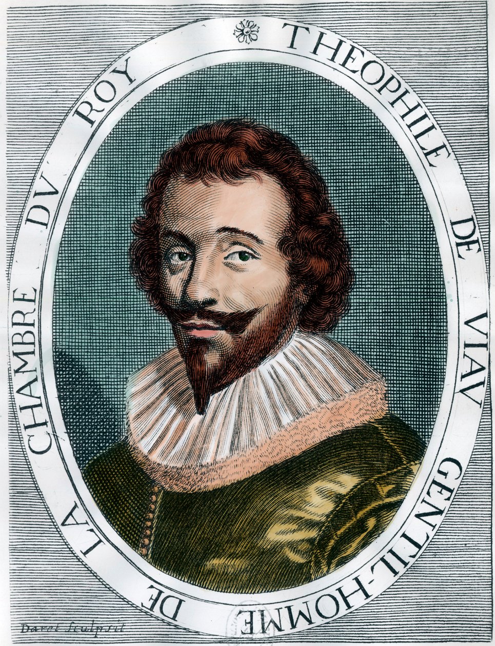 Portret teofila de Viau (1590-1626) poety francuskiego. Rycina z XVII wieku. Prywatna kolekcja. autorstwa Unknown artist