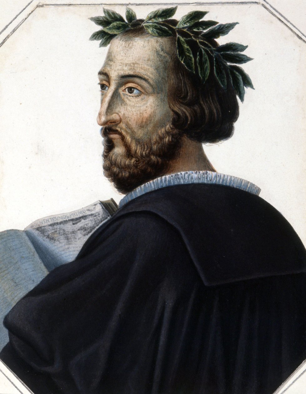 Portret Torquato Tasso, zwanego Kubkiem (1544 - 1595), włoskiego poety. Rycina z początku XIX wieku. autorstwa Unknown artist