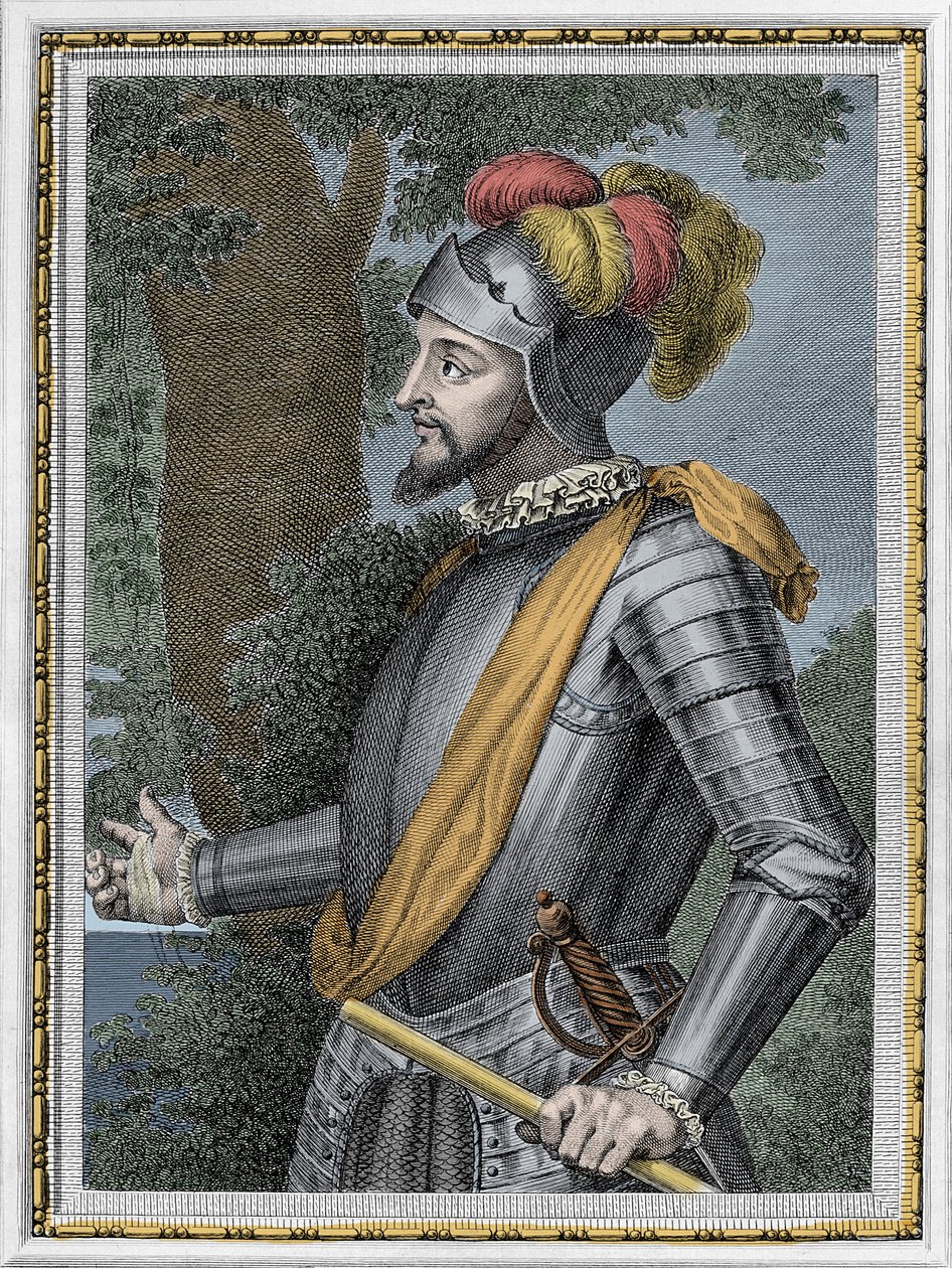 Portret Vasco Nuneza de Balboa, hiszpańskiego zdobywcy (1475-1517) - Grawerowanie XIX wiek autorstwa Unknown artist