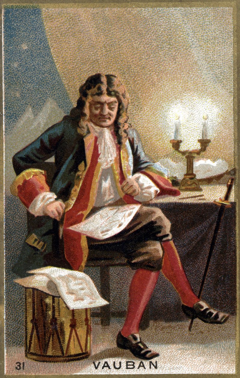Portret Vaubana (1633-1707). (Sébastien Le Prestre de Vauban) Marszałek Francji i inżynier wojskowy. Chromolitografia XIX wieku. autorstwa Unknown artist