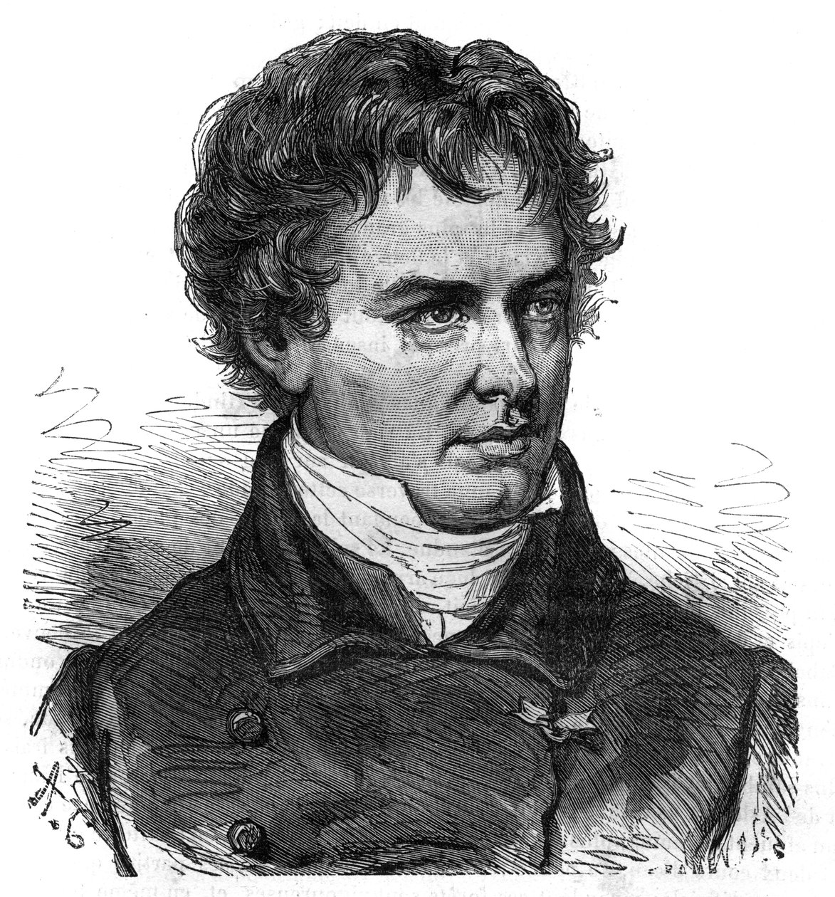 Portret Victora Jacquemonta (1801 - 1832), francuskiego botanika i podróżnika - Rycina w „Malowniczej historii wielkich podróży w XIX wieku””. 1877 autorstwa Unknown artist