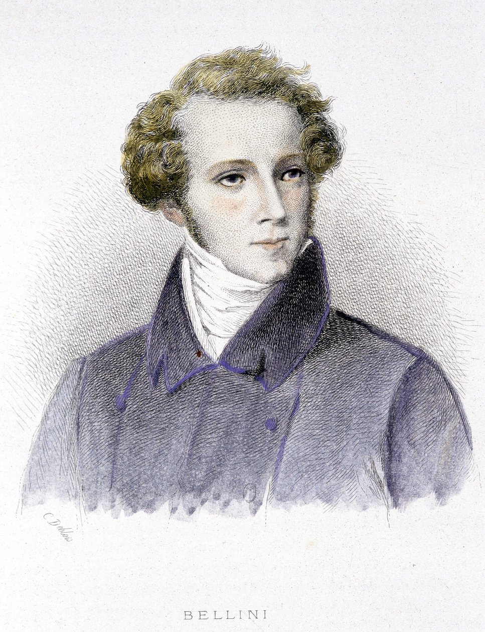 Portret Vincenzo Belliniego, włoskiego kompozytora (1801-1835) - grawer autorstwa Unknown artist