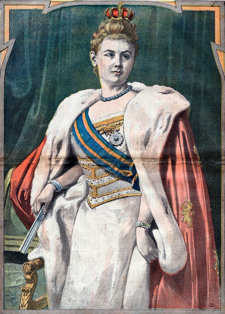 Portret Wilhelminy, królowej Holandii w latach 1890-1948 (druk) autorstwa Unknown Artist
