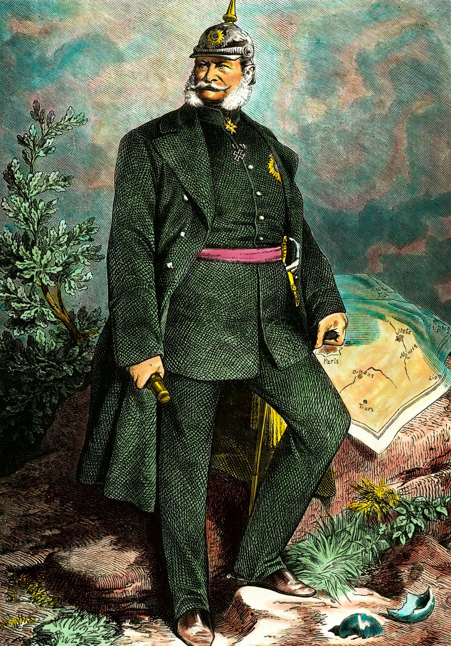 Portret Wilhelma I (1797-1888), króla Prus i cesarza Niemiec. Rycina XIX-wiecznej kolekcji prywatnej autorstwa Unknown artist
