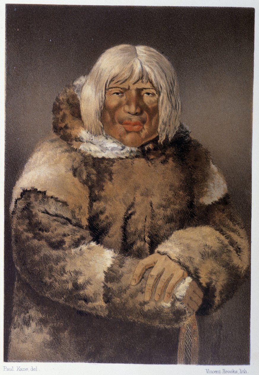 Portret Eskimosa - w „Wędrówka artysty wśród Indian Ameryki Północnej” Paula Kane, Longmans & Roberts, Londyn autorstwa Unknown artist