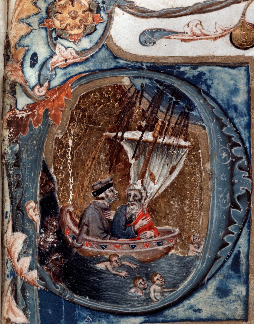 Portret włoskiego poety Dantego Alighieri na łodzi Charona - miniatura autorstwa Unknown artist