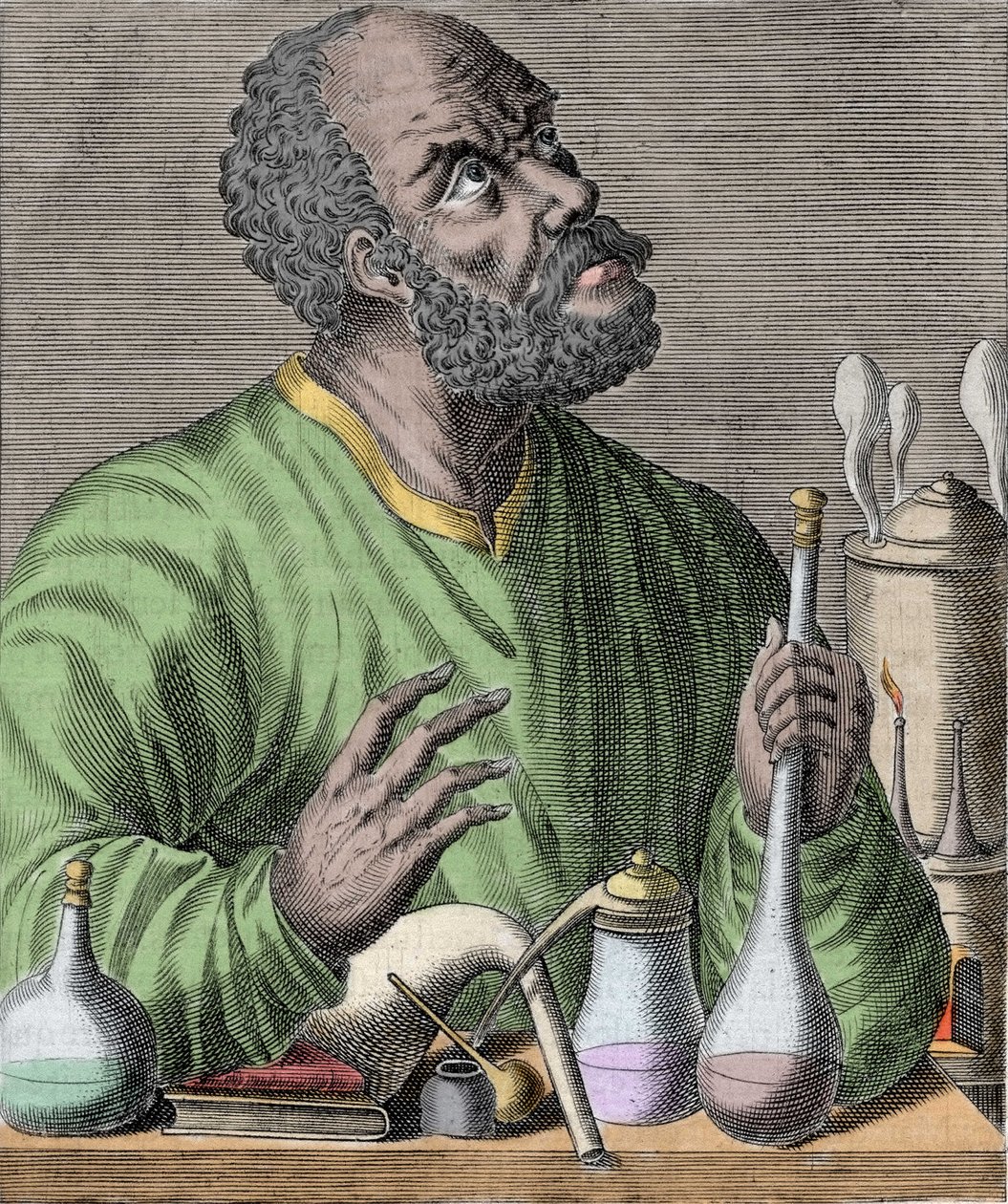 Portret arabskiego chemika Jabera (Jabir Ibn Hayyan) Jabira Ibn Hayyana (621-6). autorstwa Unknown artist