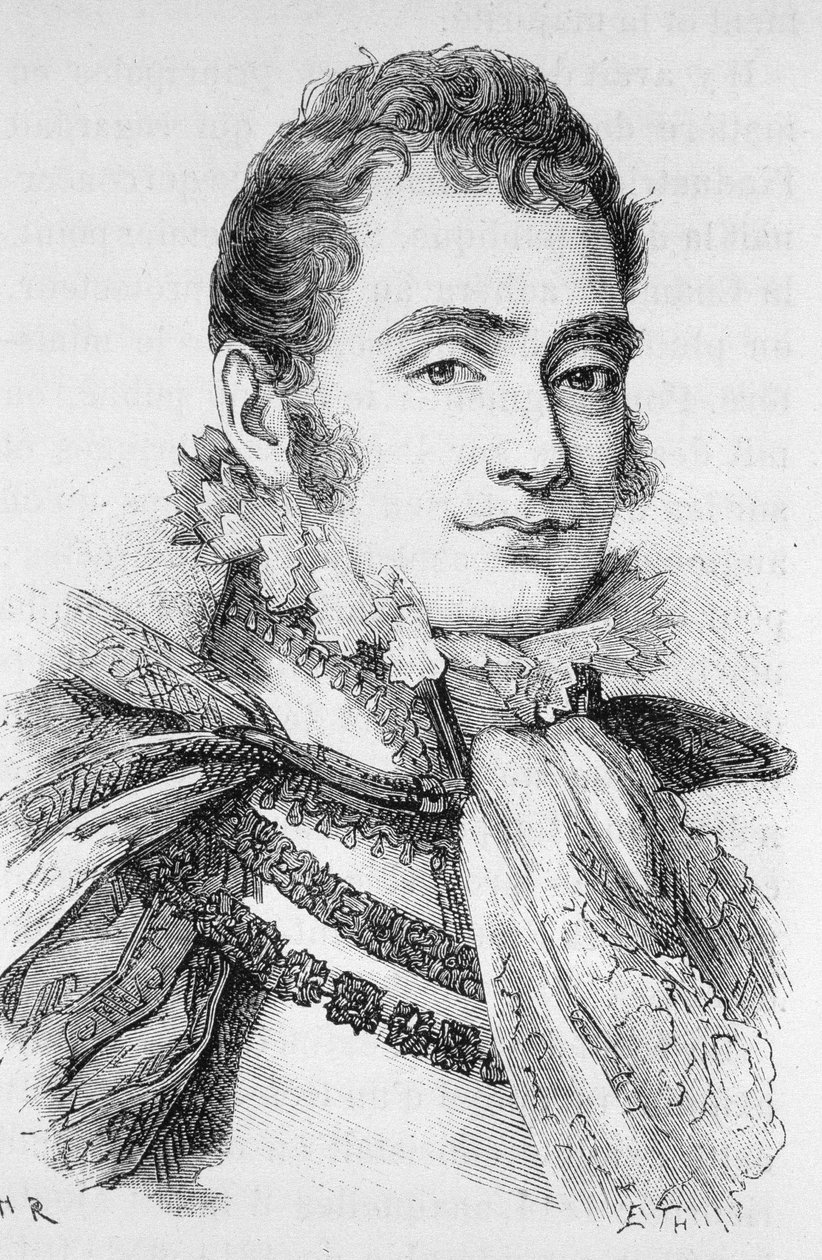 Portret księcia Berry (1778 - 1820). Rycina z końca XIX wieku w „Histoire de France” H. Martina. autorstwa Unknown artist