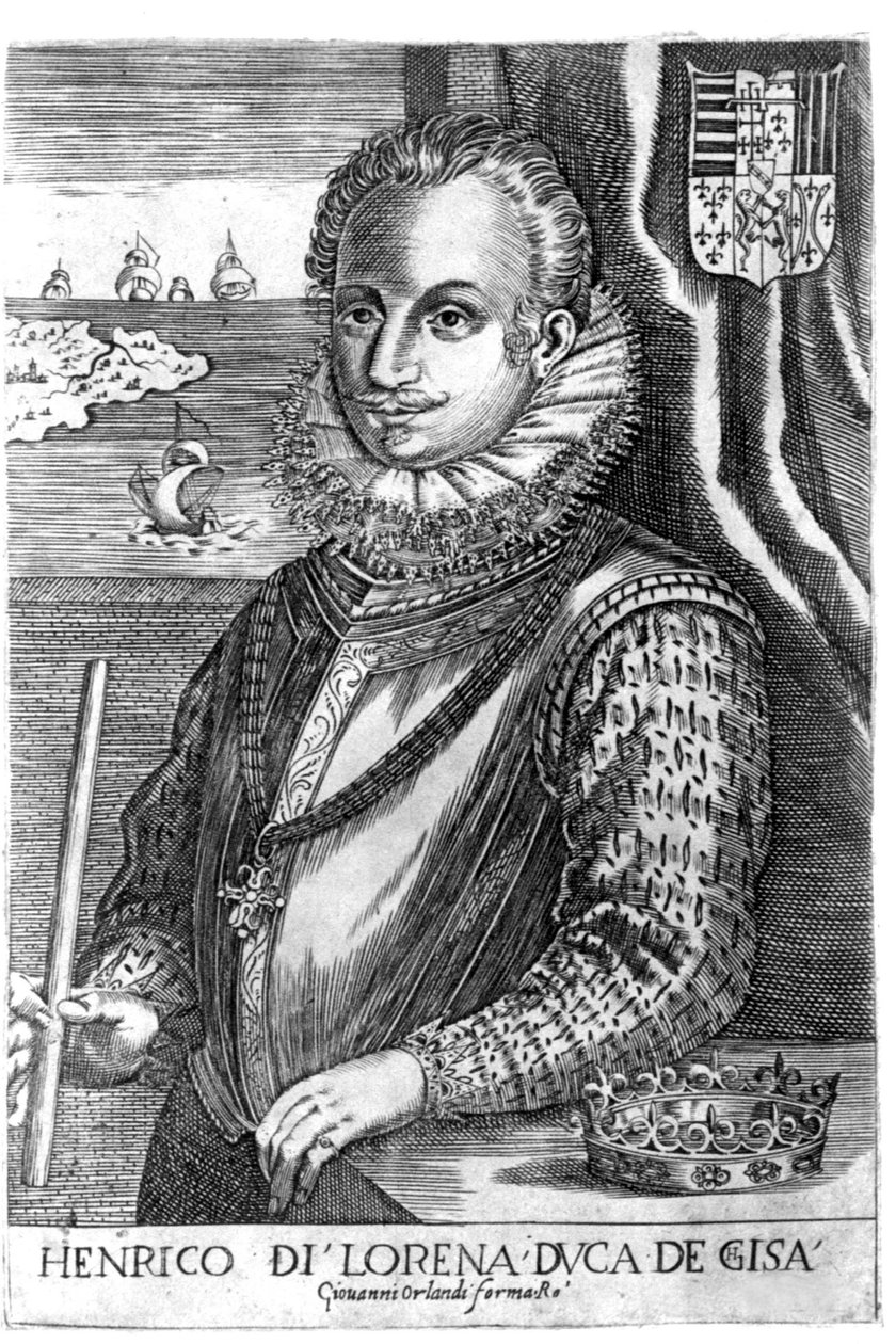 Portret księcia Guise (Henryk I Lotaryngii, znany jako Scalafre (1550-1588)). Rycina z XVII wieku. autorstwa Unknown artist