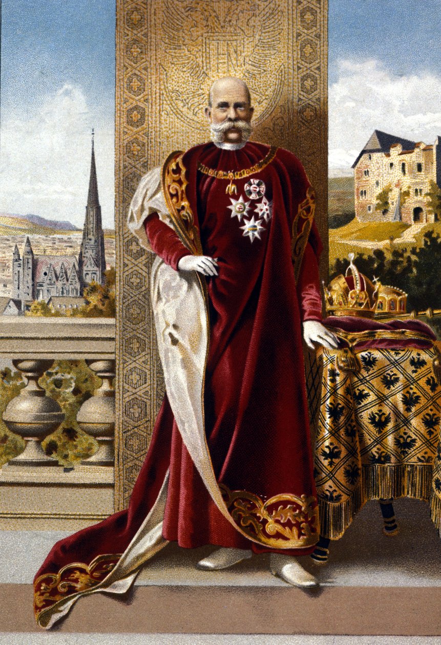Portret cesarza Austrii Franciszka Józefa I (1830 - 1916). chromolitografia z końca XIX wieku.. autorstwa Unknown artist