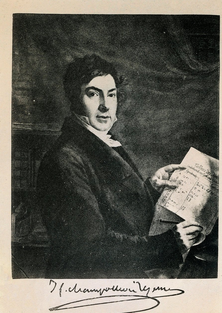 Portret francuskiego egiptologa Jean Francois (Jean-Francois) Champollion (1790-1832). Rycina XIX wieku autorstwa Unknown artist