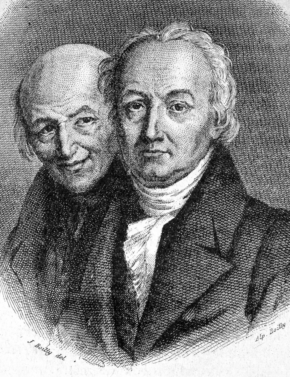 Portret braci Hauy: Abbe Rene Just Hauy (1743 - 1822), francuski mineralog i Valentin Hauy (1745 - 1822), francuski pedagog - w „” Les Contemporains”, b.d. koniec XIX wieku. autorstwa Unknown artist