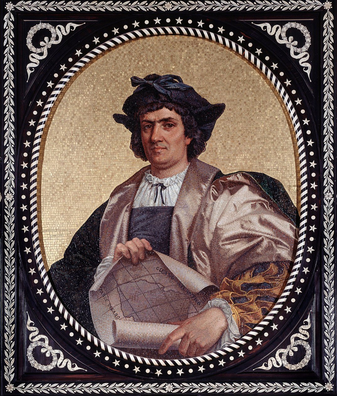 Portret włoskiego nawigatora Krzysztofa Kolumba (Christopher Columbus, Cristoforo Colombo, Cristobal Colon) (1451-1506) Mozaika autorstwa Unknown artist