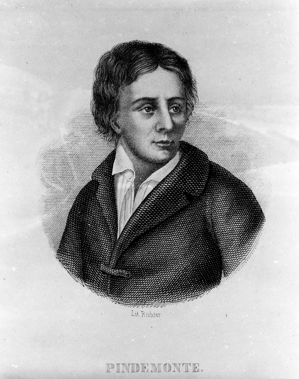 Portret włoskiego poety Ippolito Pindemonte (1753-1828), przyjaciela poety i włoskiego dramaturga Ugo Foscolo (1778-1827) Rycina XIX wieku autorstwa Unknown artist