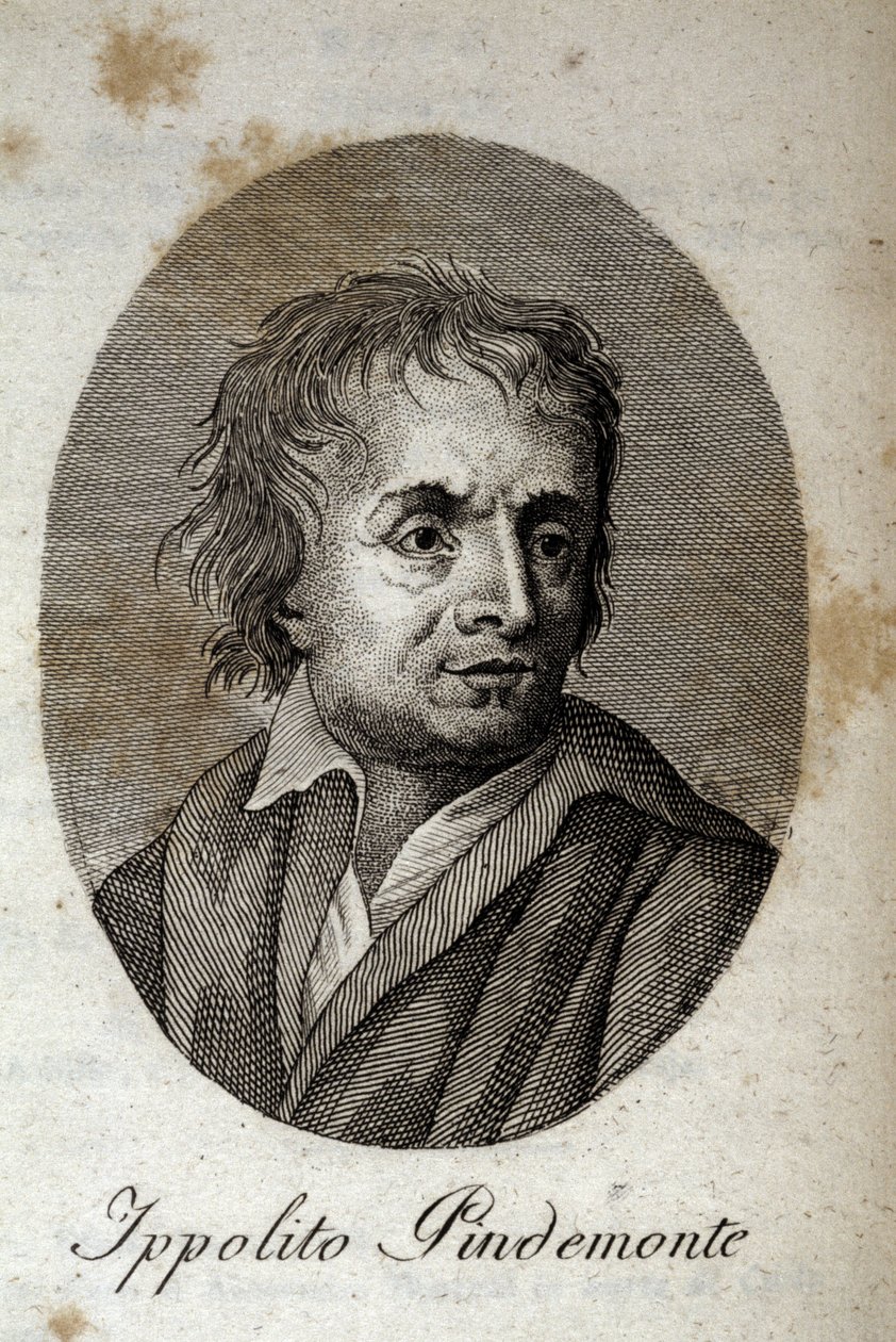 Portret włoskiego poety Ippolito Pindemonte (1753-1828), przyjaciela poety i włoskiego dramaturga Ugo Foscolo (1778-1827) Rycina XIX wieku autorstwa Unknown artist