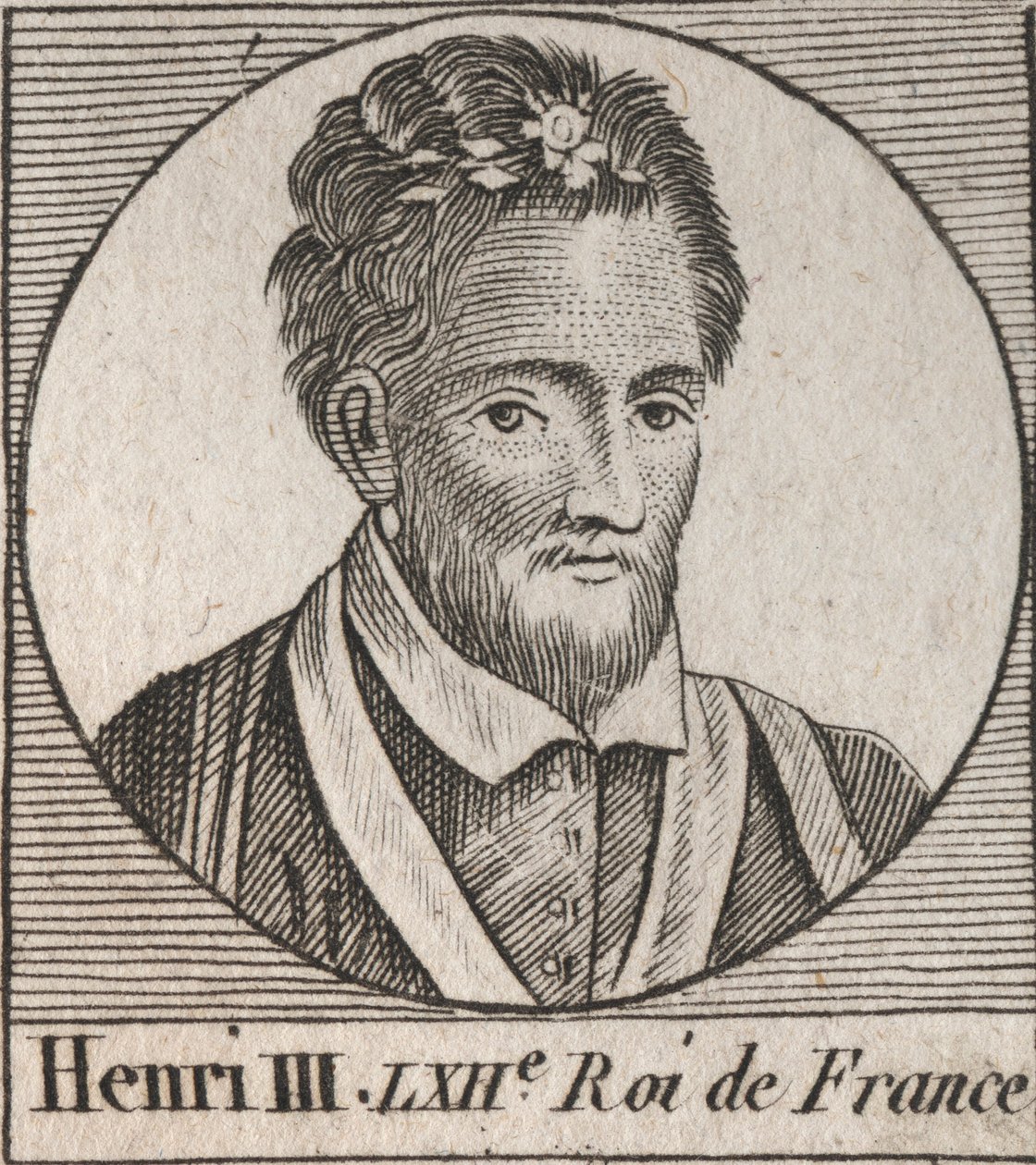 Portret króla Francji Henryka III (1551-1589) - Portret króla Francji Henryka III (1551-89) - grawerowanie z „Instruction sur l