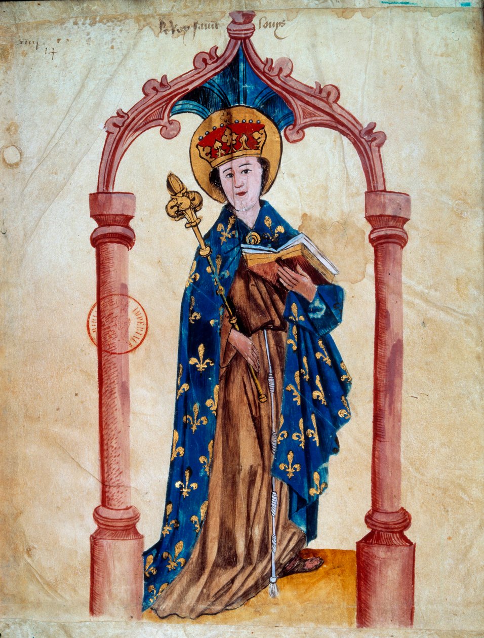 Portret króla Francji Ludwika IX (Saint Louis) (1214-1270) Miniatura z „L