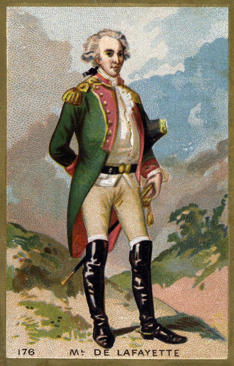 Portret markiza de Lafayette (Lafayette) (1757 - 1834). Chromolitografia z końca XIX wieku. autorstwa Unknown artist