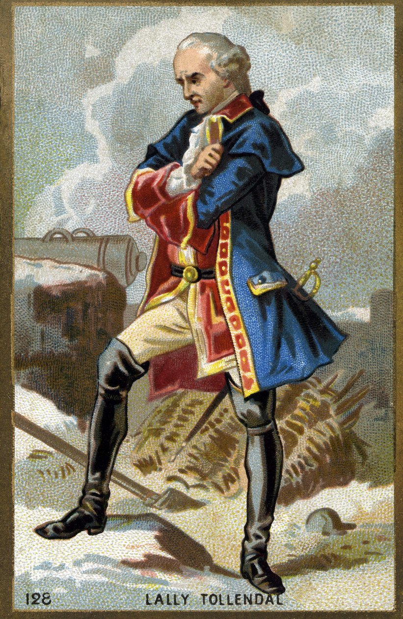 Portret markiza Thomasa Arthura, barona de Tollendal, hrabiego Lally (1702 - 1766), francuskiego generała irlandzkiego pochodzenia. Chromolitografia z końca XIX wieku. autorstwa Unknown artist