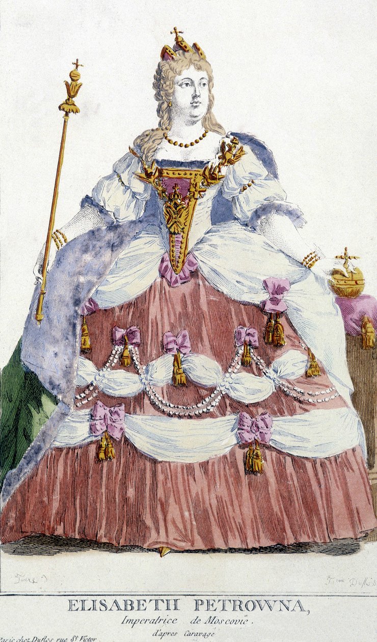 Portret moskiewskiej Imperatorki Elżbiety Petrownej (córki Piotra Wielkiego 1709-1761). Ilustracja XIX wieku. autorstwa Unknown artist