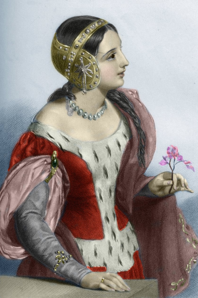 Portret królowej Anglii Izabeli Francuskiej (Izabeli Francuskiej) (1295-1358), królowej małżonki króla Edwarda I). XIX wiek (grawerunek) autorstwa Unknown artist