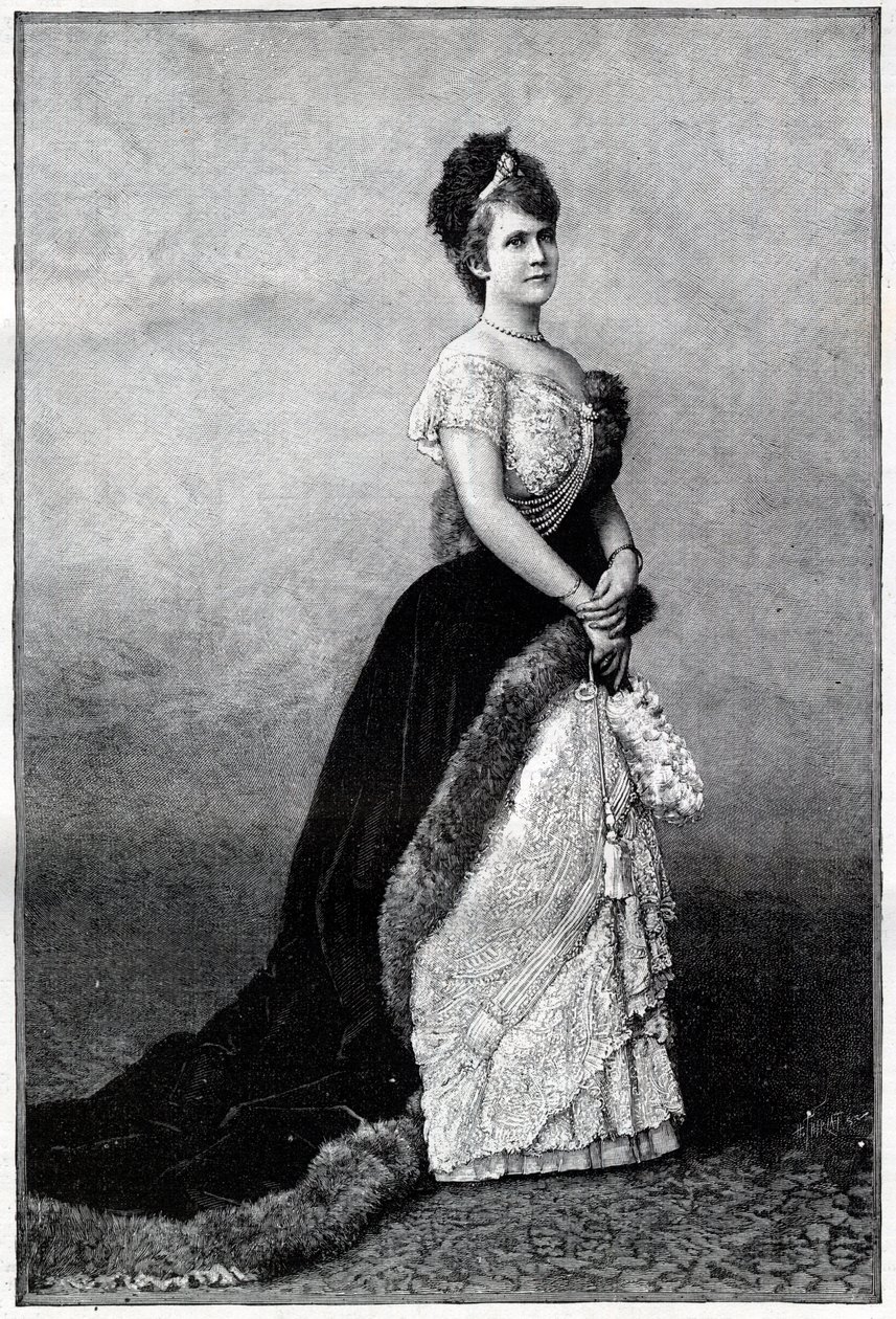 Portret królowej Rumunii Elisabeth Pauline Ottilie Louise de Wied, znana jako Carmen Sylva (1843-1916), żona króla Karola I - Rycina 1893 - Elżbieta z Wied z Rumunii, koniec XIX-początek XX wieku - Portret Elżbiety ( 1843-1916), królowa autorstwa Unknown artist