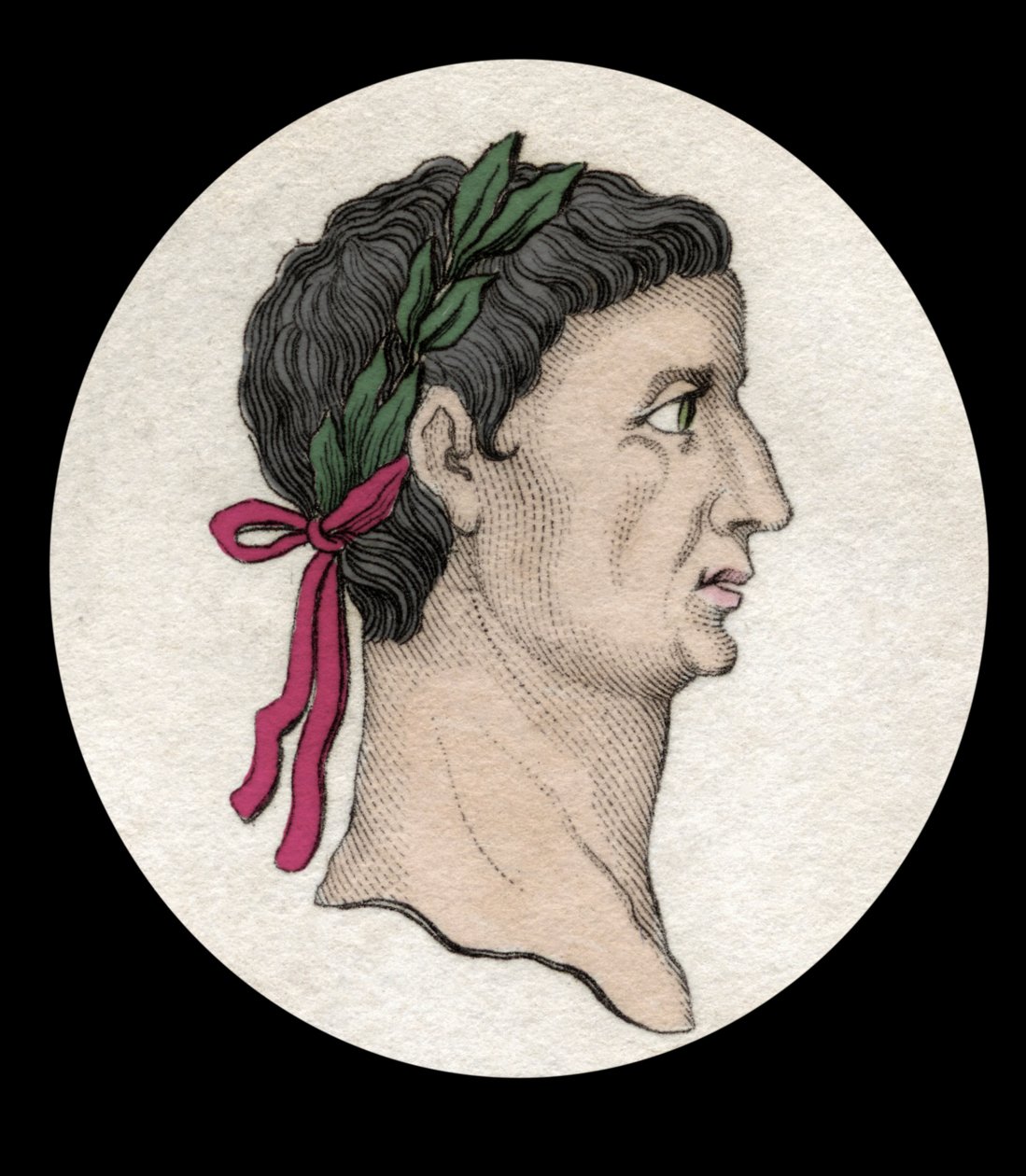 Portret cesarza rzymskiego Tyberyjczyka (Tyberiusza Klaudiusza Nerona) (42 p.n.e.-37 n.e.). Rycina XIX wieku. autorstwa Unknown artist