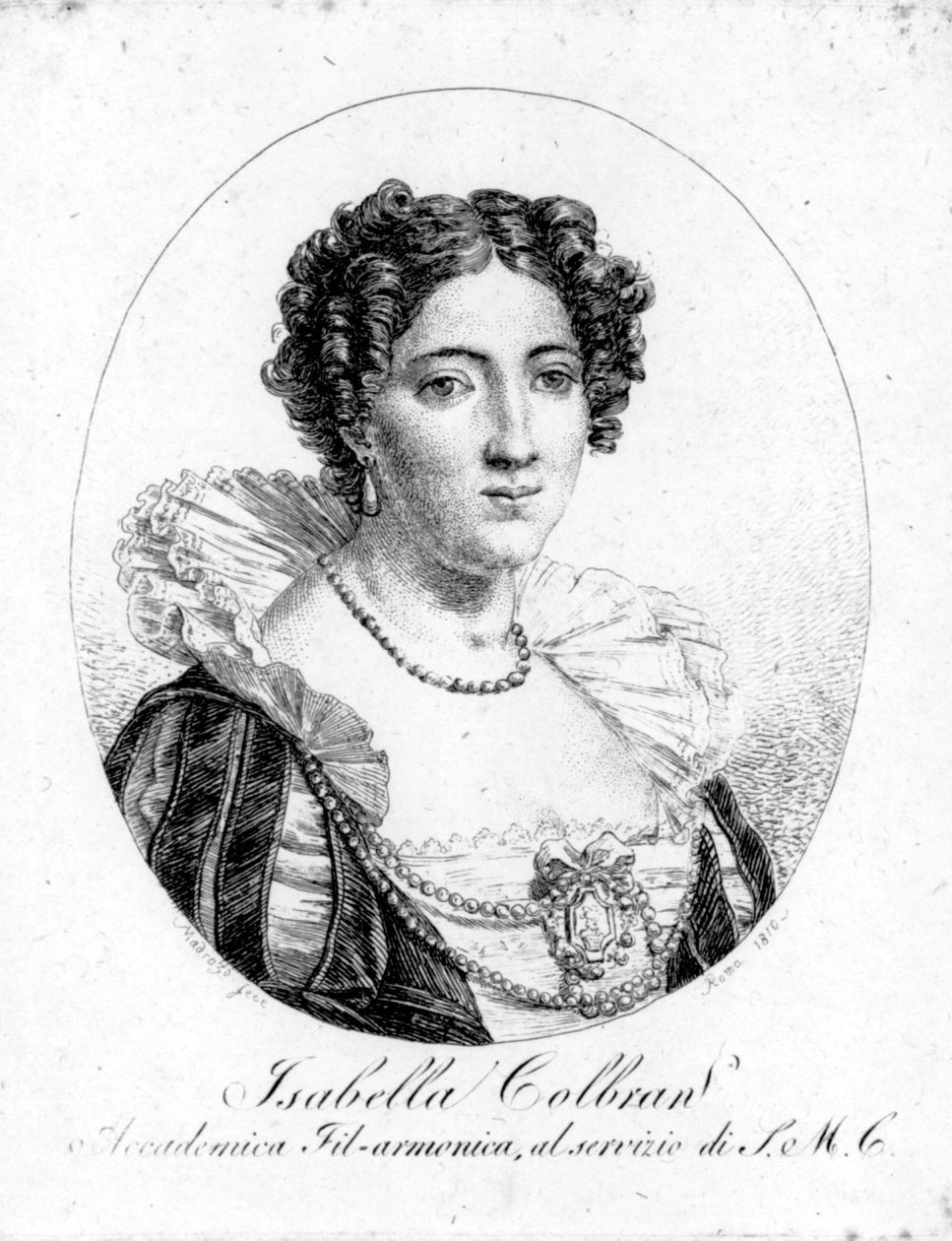 Portret hiszpańskiej śpiewaczki Isabelle Colbran (1785-1845) Rycina z XIX wieku autorstwa Unknown artist