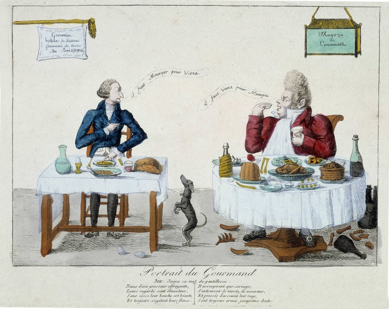 Portret smakosza: „”trzeba jeść, żeby żyć, trzeba żyć, żeby jeść”” – grawerunek autorstwa Unknown artist