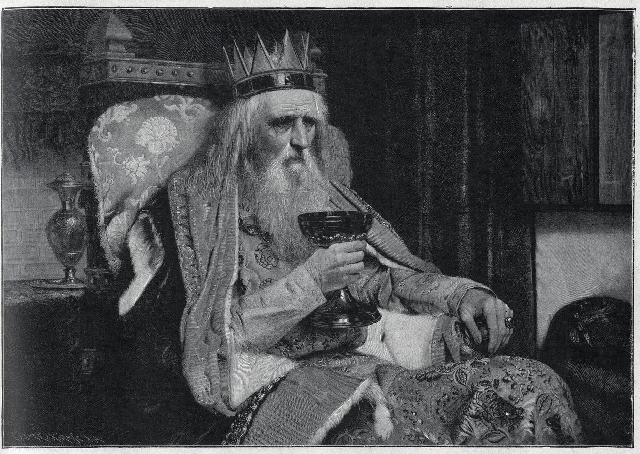 Portret króla Thule z obrazu Van der Ouderaa. Grawerowanie w „”Le sun-du-dimanche”” autorstwa Unknown artist