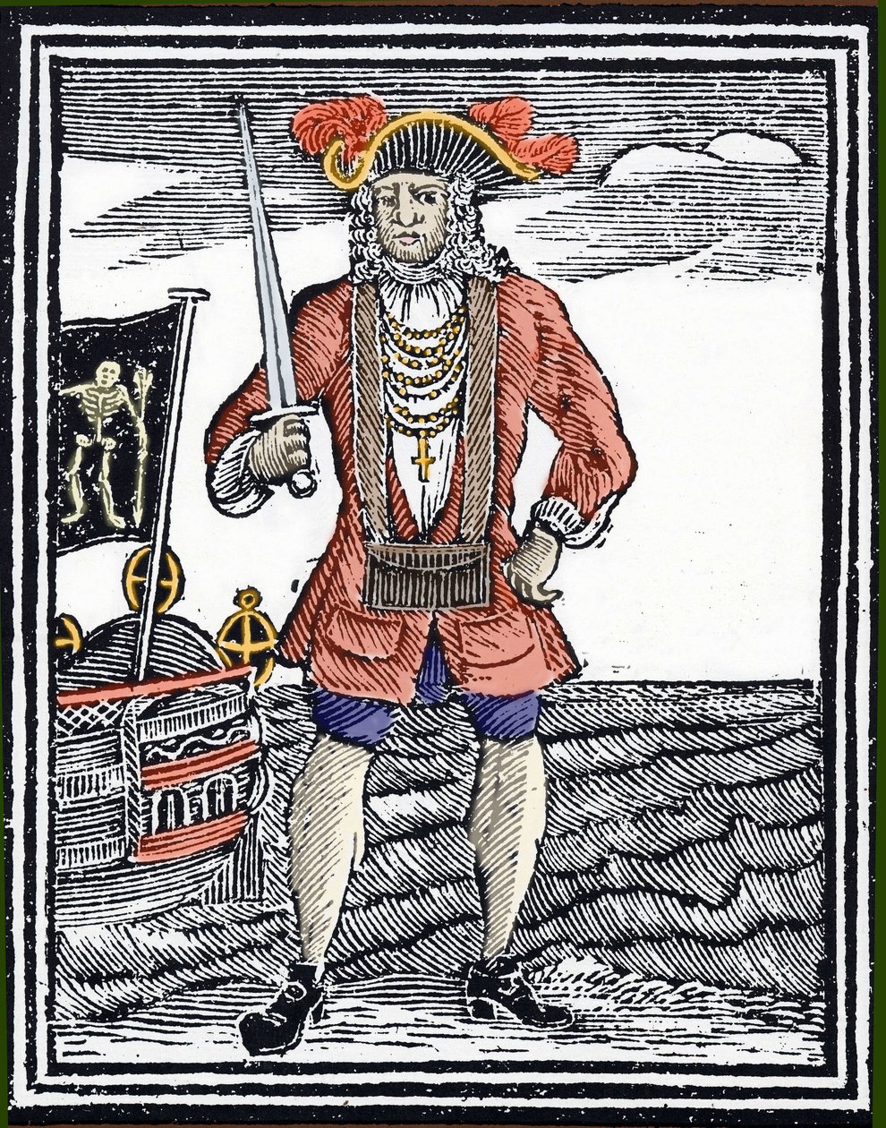 Portret pirata Bartłomieja „Czarnego Barta” Robertsa. autorstwa Unknown artist