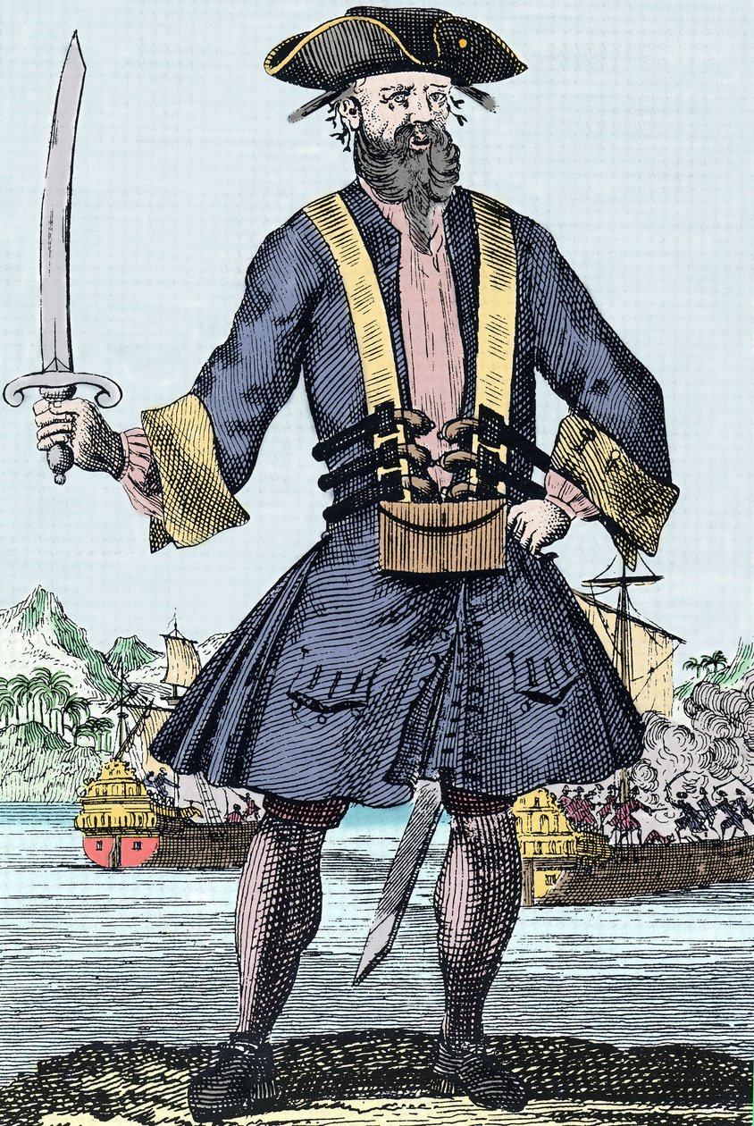 Portret pirata Edwarda Teacha z Barbenoire (Czarnobrody lub Czarnobrody) autorstwa Unknown artist
