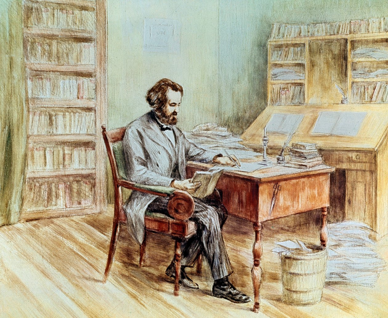 Portret teoretyka polityki Karola Marksa autorstwa Unknown artist